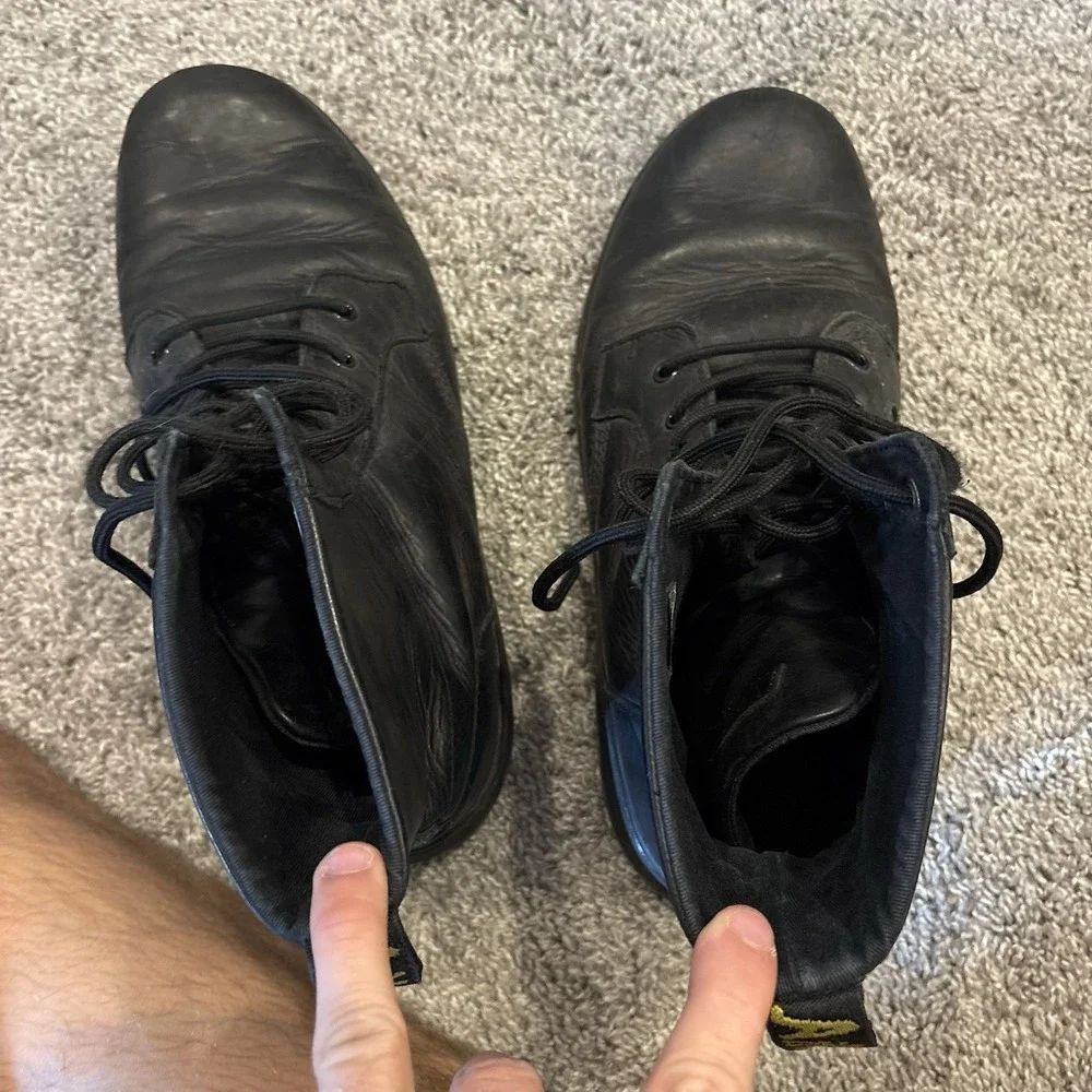 Dr. Martens Combs Leather Black Combat Boots Mens Sz 13 AW004 Air Wair Lace Up
